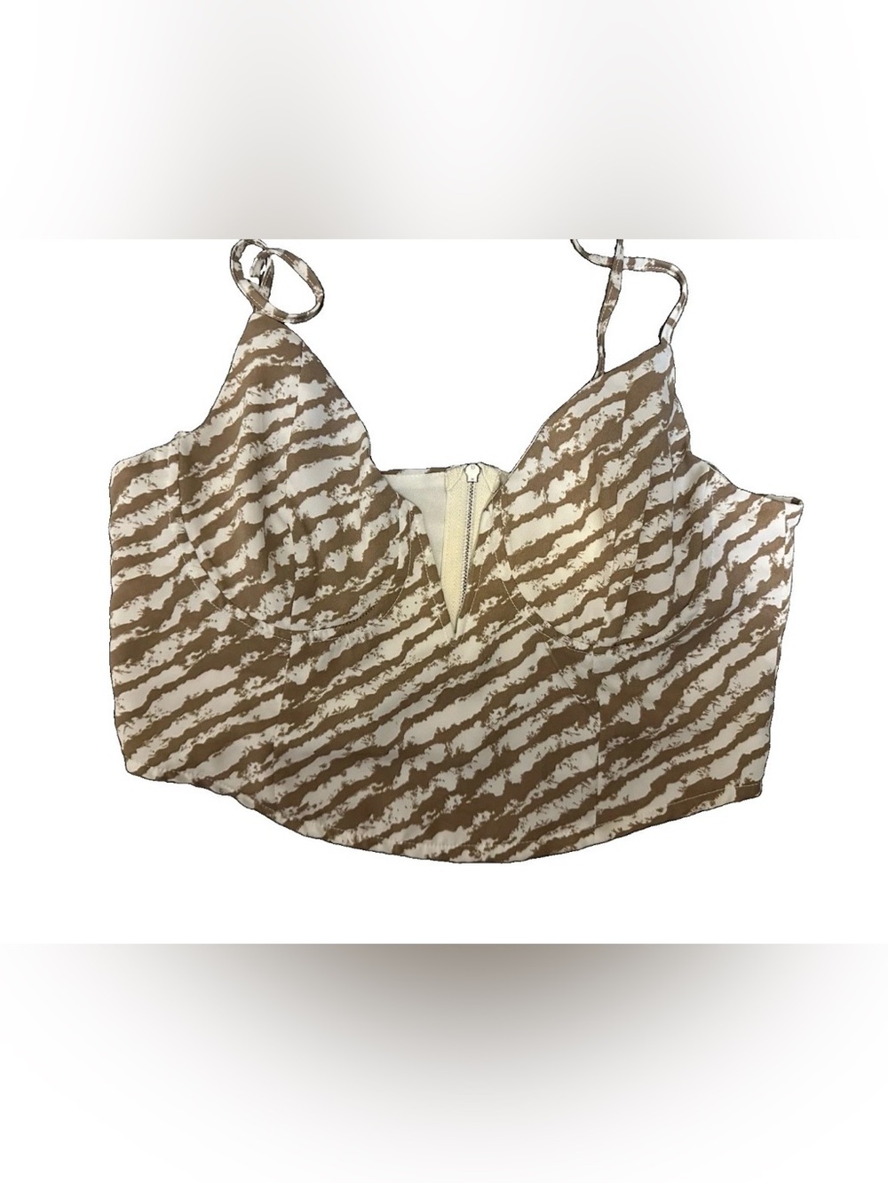 Women’s West of Melrose Brown Striped Cropped Bustier Top